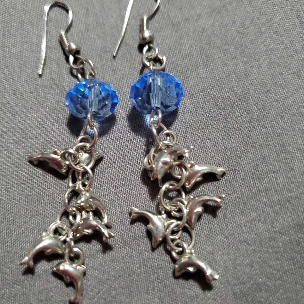 Silver Dolphin Earrings - Picture 2 of 2